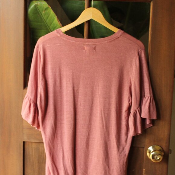 Velvet, salmon colored, ruffle sleeve, Size S,  Linen, Like new condition - Picture 2 of 4